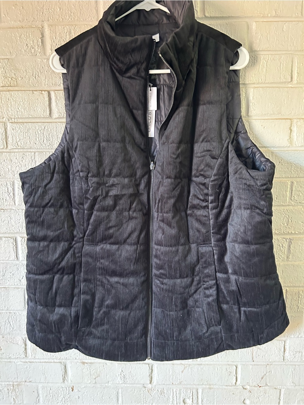 Chicos Zenergy Reversible Velvet Puffer Vest Women 3.5 XL /18 Black Layering NWT